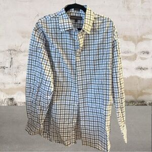 Donberry & Keats Men's Blue and White Checkered Shirt Size XL